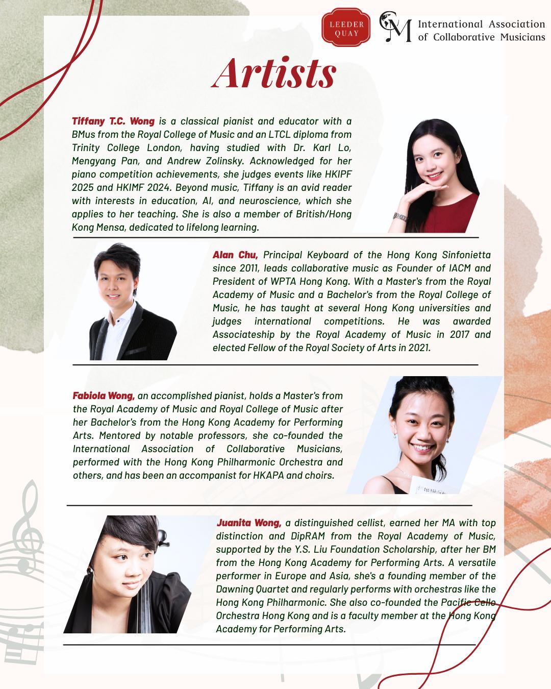✨ 李德記鋼琴之夜：古典樂三手聯奏 ✨ World-Class Chamber Music at Leeder Quay ✨